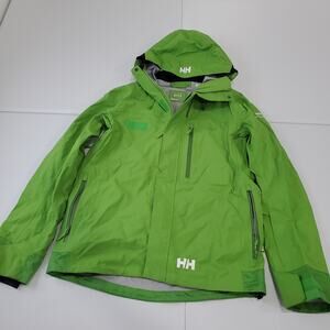 Helly Hansen Ski Jacket Mens Large Green Mountain Creek Hooded Full Zip Shell